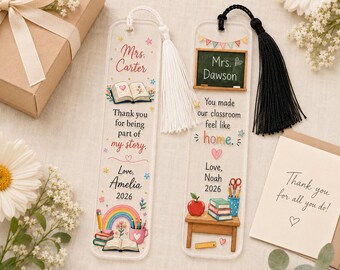Personalized Teacher Bookmark, Custom Acrylic Bookmark for Teacher, Teacher Appreciation Gift, Thank You Teacher Gift