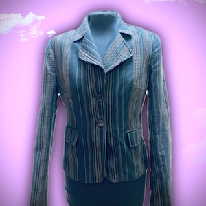 90s women blazer made in Italy, Vintage 90s stripe blazer jacket in brown shades color, size M Medium casual elegant, italian woman jacket