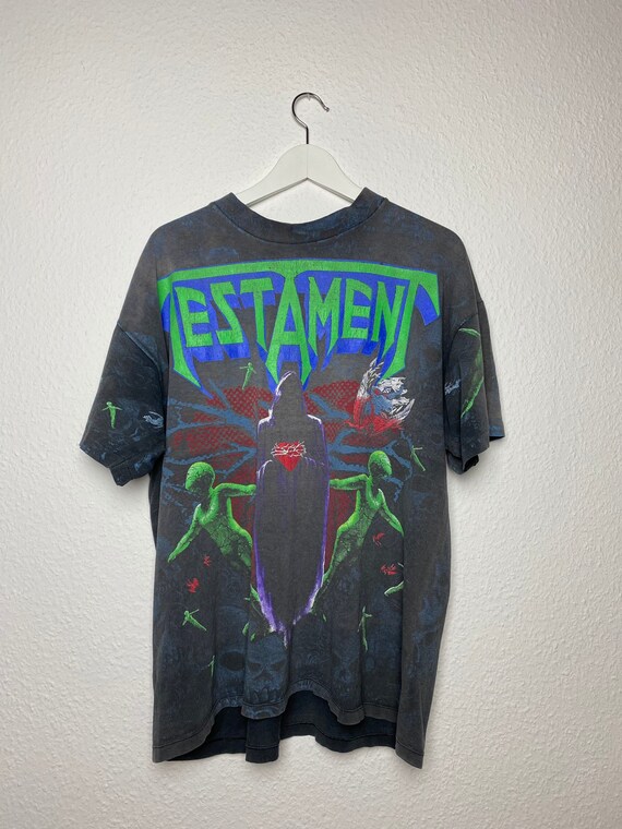 Vintage 90s Testament all over print tshirt rare
