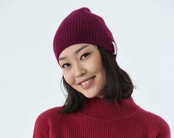 Bonnet en cachemire, bonnet tricoté, chapeau tricoté, chapeau en cachemire, chapeau en cachemire pur biologique mongol, bonnet chaud, cadeau le plus chaleureux, livraison gratuite,