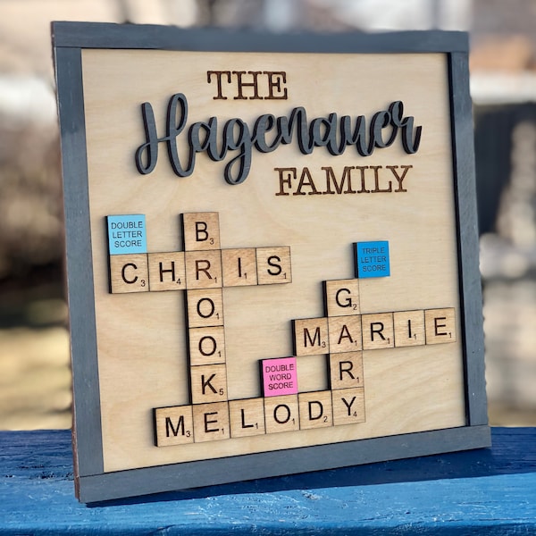 Scrabble Tiles Wall Art, Personalized Family Name Wood Sign, Mothers Day Gift for Grandma, 5th Anniversary Gift, Grandma Gift from grandkid