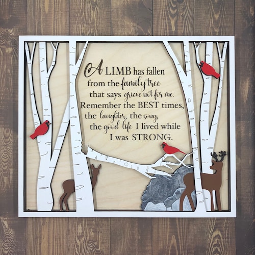 Targa Commemorativa A Cuore In Legno Con Scritta "A Limb Has Fallen From The Family Tree" – Regalo Per Lutto - 5