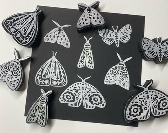 Mod Moths - Set of 6 Foam Stamps designed by Kae Pea