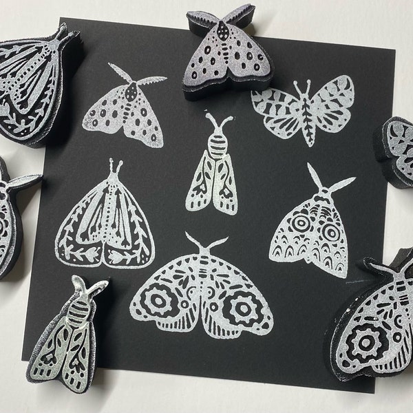 Mod Moths - Set of 6 Foam Stamps designed by Kae Pea