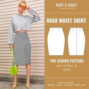 High Waist Pencil Skirt PDF Sewing Pattern for Woven Fabric | Etsy