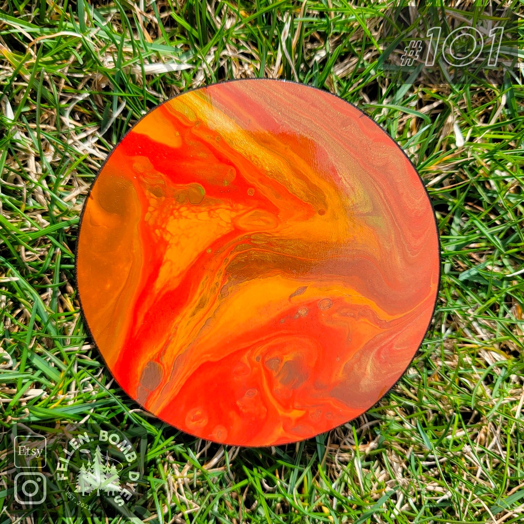 Disc Golf Mini Marker Acrylic Pour on Plywood Etsy