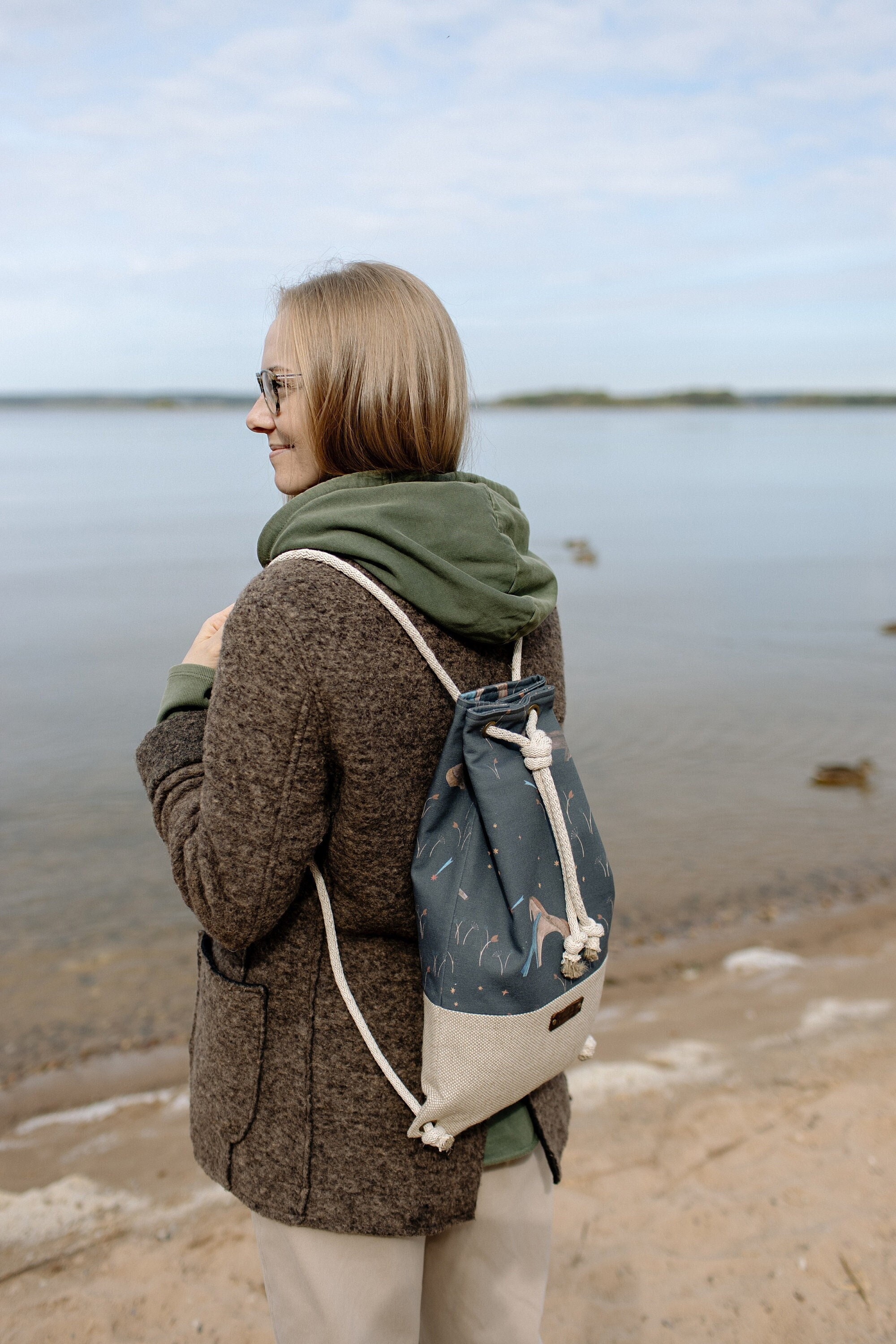 beach drawstring backpack