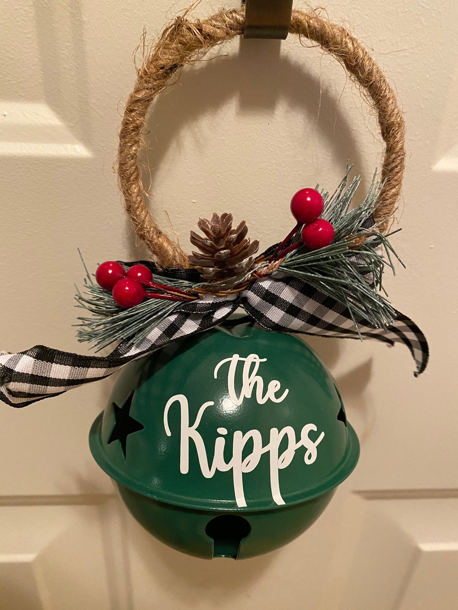 Christmas Holiday Jingle Bell Door Hanger Etsy