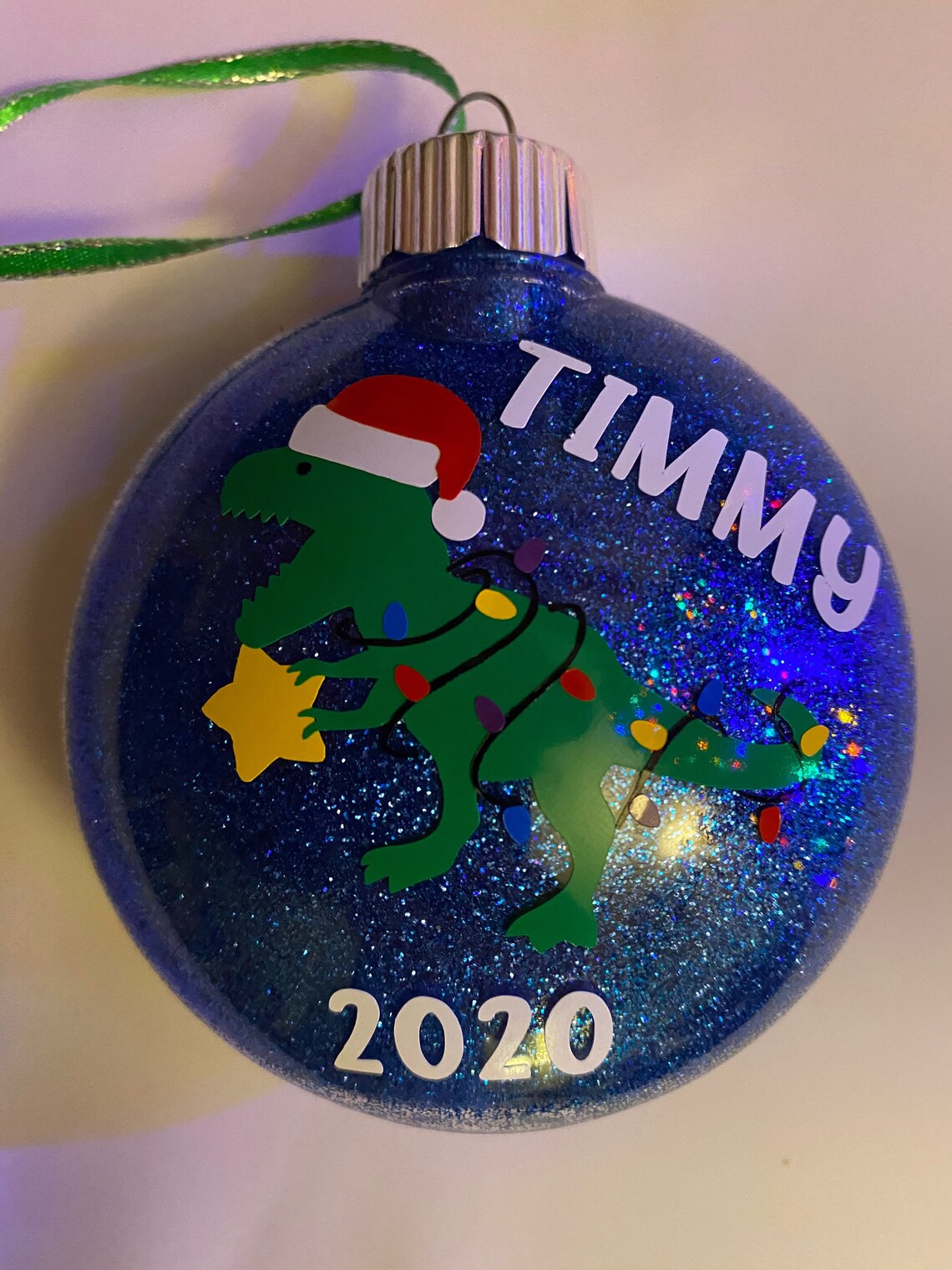 Personalized Christmas Dinosaur Ornament  Etsy
