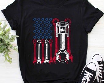 Mechanic Shirt | Mechanic T-shirt | Mechanic Gift | Mechanic Hoodie | Mechanic tool Flag USA Shirt