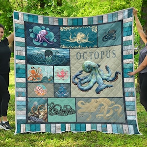 Octopus Quilt / Octopus Lovers Quilt / Octopus Gift / Love Octopus  Quilt / Gift for Women / Gift for Octopus Lover