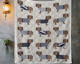 Dachshund Quilt | Dachshund Lovers Quilt | Dachshund Gift | Dachshund CLA0411296Q Quilt Blanket