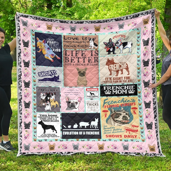 French Bulldog Quilt / French Bulldog Christmas Quilt / French Bulldog Xmas Quilt / Life Is Better With A French Bulldog Quilt