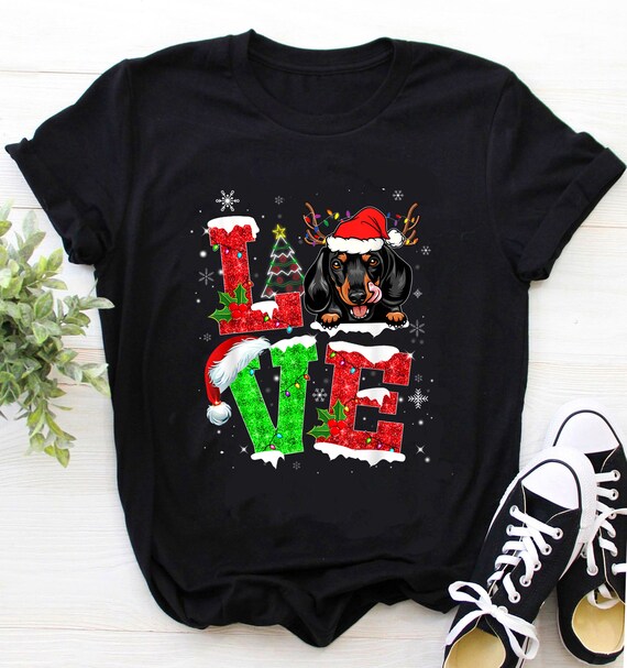 Dachshund Xmas Shirt Dachshund T shirt Dachshund Christmas Shirt Love Dachshund Dog Tree Christmas Lights Xmas Pajama Shirt Etsy