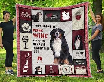 Bernese Mountain Dog Quilt / Bernese Mountain Dog Lovers Quilt / Bernese Mountain Dog Gift / Bernese Mountain Quilt / Gift for Women
