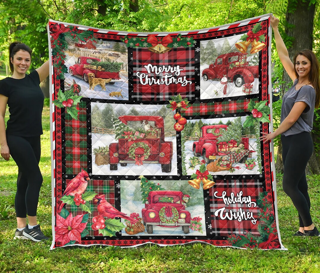 Red Truck Christmas / Red Truck Christmas Quilt / Farmer Quilt / Tractor Quilt / Xmas Quilt