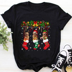 Golden Retriever Shirt / Golden Retriever Xmas Shirt / Christmas Shirt / Golden Retriever In Sock Xmas Reindeer Santa ELF Dog Shirt