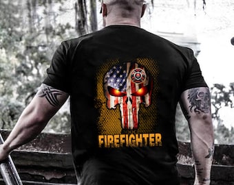 Firefighter Shirt / Firefighter t-shirt / Firefighter Hoodie / Gift for Firefighter / Firefighter Gift / Skull Firefighter Shirt