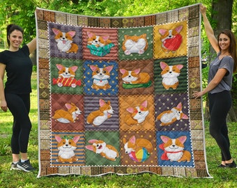 Corgi Quilt / Corgi Lovers Quilt / Corgi Gift / Gift for Women / Gift for Corgi Lover / Corgi HM070613 Quilt