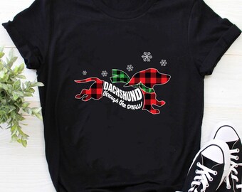 Dachshund Through The Snow Doxie Dog Plaid Christmas Gift T-Shirt Dachshund Through The Snow Doxie Dog Plaid Christmas Gift T-Shirt