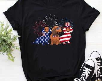 Dachshund 4 de Julio Camisa / Dachshund Camisa / 4 de Julio Camisa / 4 de Julio Regalos / Camisa bandera americana