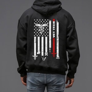 Vet Tech USA Flag Pets Veterinarian Technician Lovers Hoodie | Gift For Vet Tech | Gift For Veterinarian