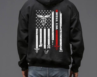 Vet Tech USA Flag Pets Veterinarian Technician Lovers Hoodie | Gift For Vet Tech | Gift For Veterinarian