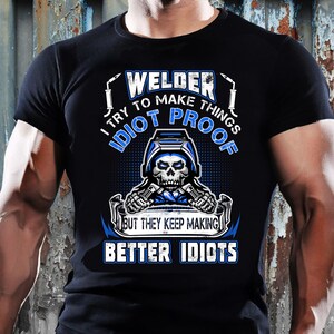 T-shirt lasser: 'Idiot Proof' T-shirt met print afbeelding 1