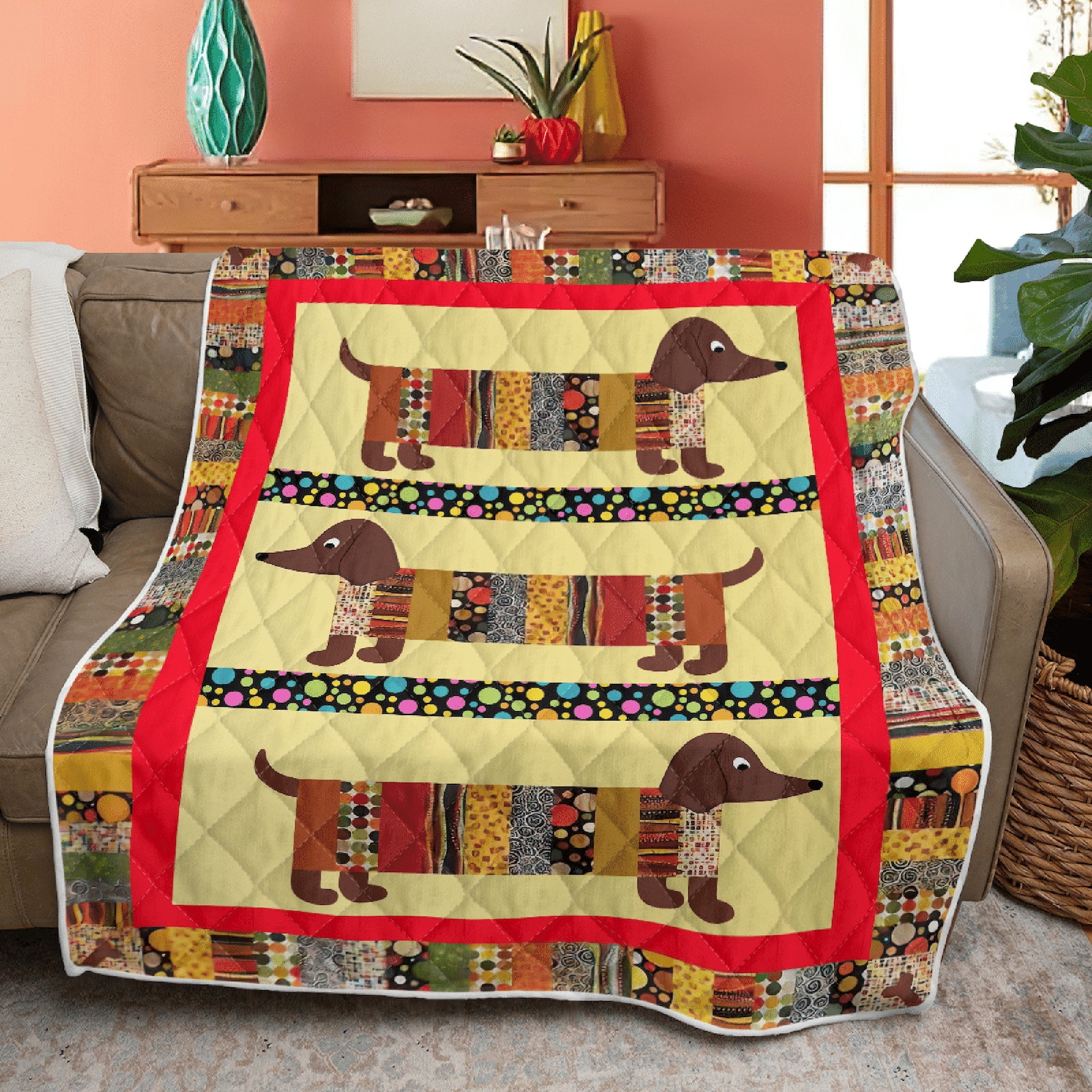 Dachshund Quilt Dachshund Lovers Quilt Dachshund Gift Etsy