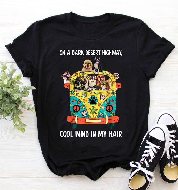 In Hair On Dark Highway A Desert Corgi Cool Wind Hippie Dog T-Shirt In Hair On Dark Highway A Desert Corgi Cool Wind Hippie Dog T-Shirt