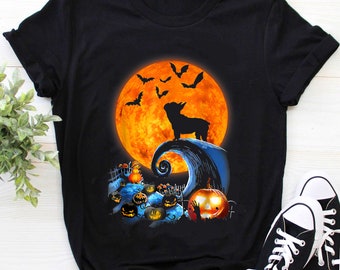 Camicia Bulldog francese / Camicia di Halloween Bulldog francese / T-shirt Bulldog francese / T-shirt di Halloween / Camicia di zucca di Luna di Bulldog francese