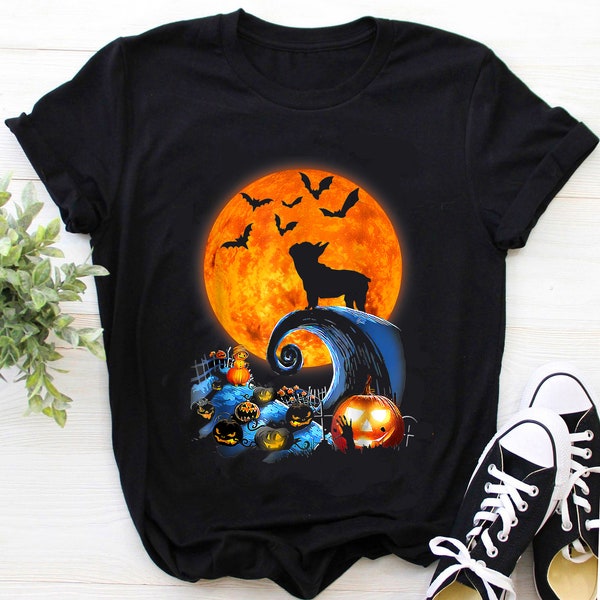 French Bulldog Shirt /  French Bulldog Halloween Shirt /  French Bulldog t-shirt / Halloween T-Shirt / French Bulldog Moon Pumpkin Shirt