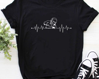 Welder Shirt | Welding t-shirt | Welder Gift | Gifts for Welders | Welder Dad Shirt | Welding Heartbeat Welder Helmet Metal Shirt