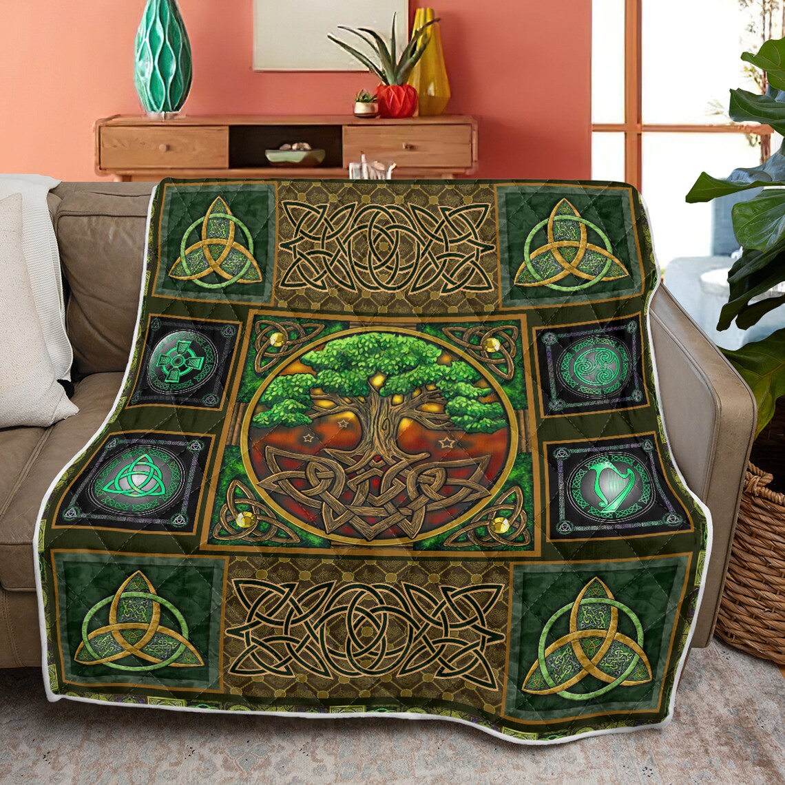 Celtic Quilt Irish Celtic Tree of Life YH2910537 Quilt Etsy
