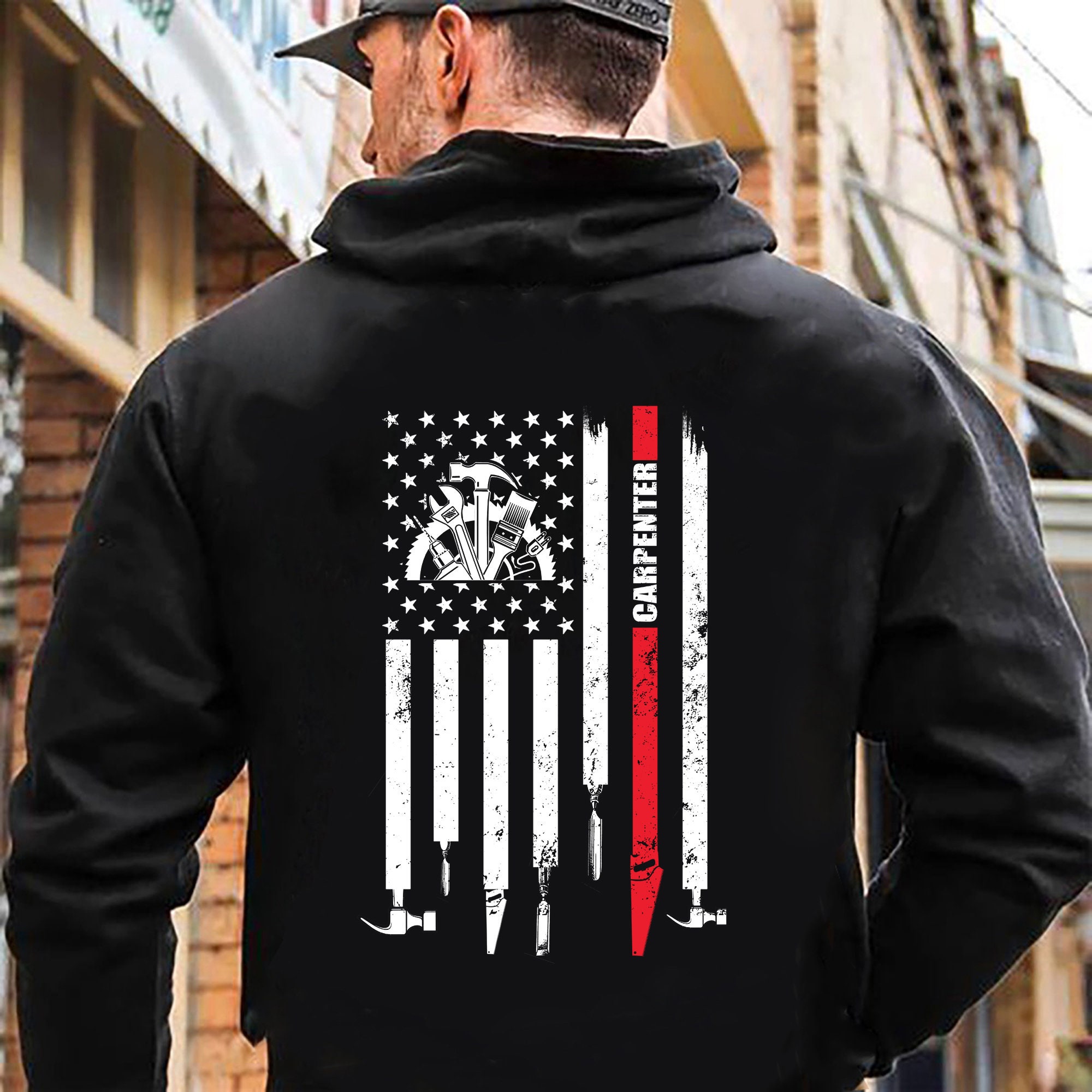 Carpenter Hoodie / Carpenter Shirt / Carpenter T-shirt / Carpenter Gift / Xmas Shirt / Christmas Shirt / Carpenter USA Flag Shirt