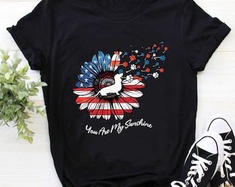 Dachshund 4th of July Shirt / Dachshund T-Shirt / 4th of July Shirt / 4th of July Gifts  / American Flag Shirt / Sunflower Shirt
