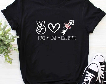 Makelaar Shirt / Makelaar Shirt / Makelaar Cadeau / Makelaar Cadeau / Makelaar Hoodie / Vrede Liefde Real Estate Grappig Vastgoed Shirt