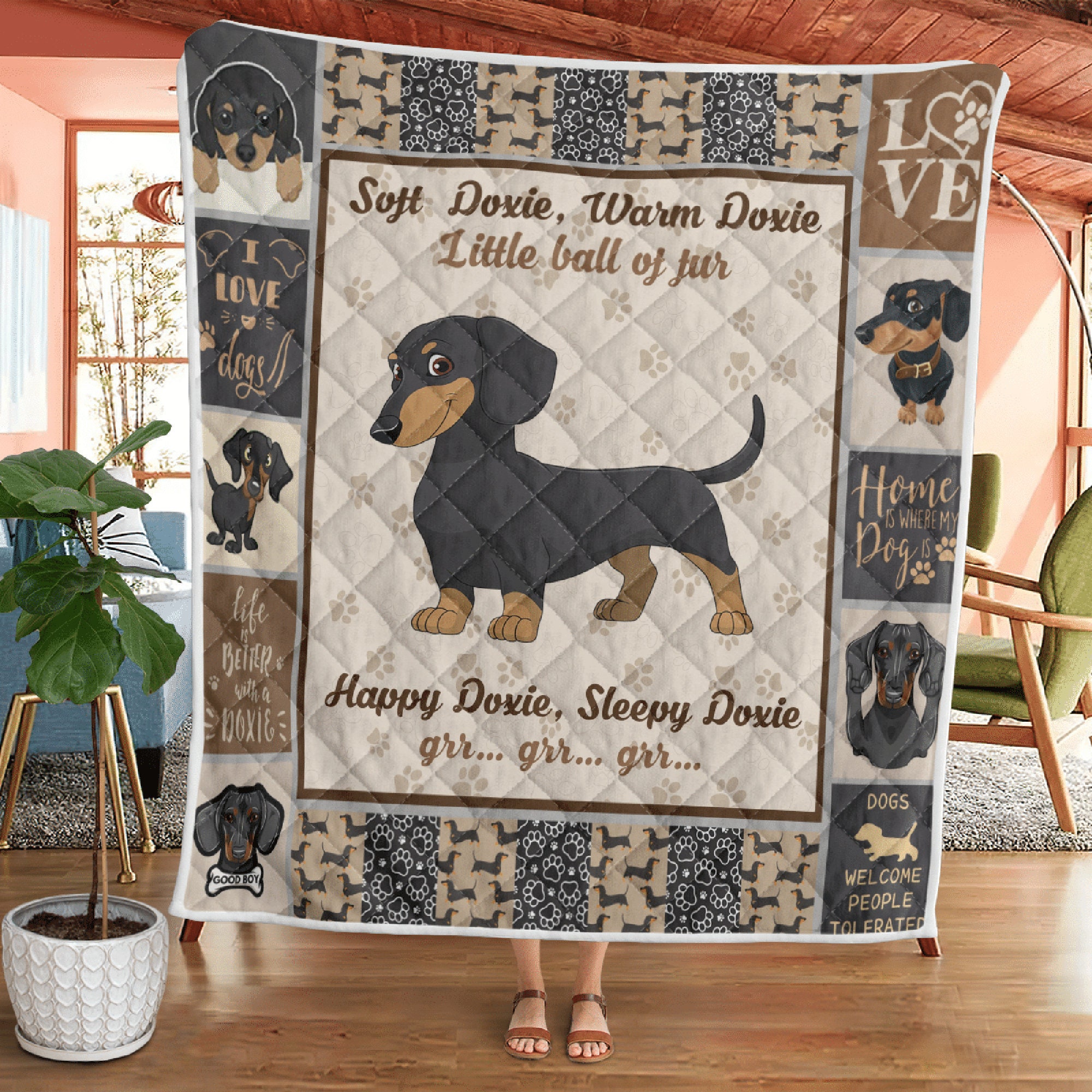 Dachshund blanket quilt hotsell