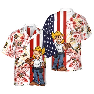 Camisa de verão para eletricista/camisa havaiana para eletricista/camisa de praia para eletricista/camisa havaiana tropical com bandeira para eletricista