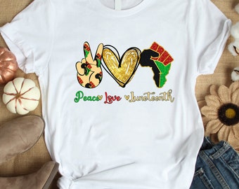 Peace Love Juneteenth Shirt / Juneteenth T Shirt / Juneteenth Gift Shirt / Juneteenth Heart Shirt / Juneteenth Heart Gift Tee /Juneteenth