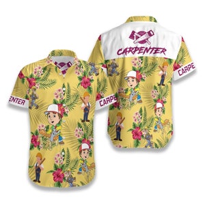 Carpenter Summer Shirt / Carpenter Hawaiian Shirt / Carpenter Beach Shirt / Carpenter Summer Party Shirt / Carpenter Hawaii Beach Shirt
