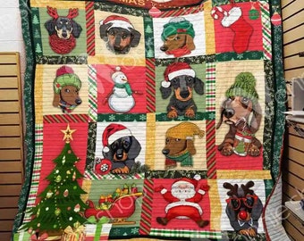 Dachshund Quilt / Dachshund Lovers Quilt / Dachshund Gift / Dachshund Dog Coperta di Natale OCT0901 Trapunta Coperta