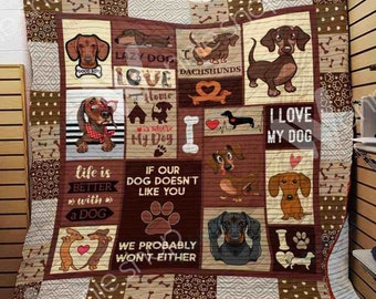 Dachshund Quilt / Dachshund Lovers Quilt / Dachshund Gift / Dachshund 90O31 Trapunta Coperta