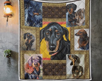 Dachshund Quilt / Dachshund Lovers Quilt / Dachshund Gift / Dachshund CLA0312467Q Coperta di unione superfici