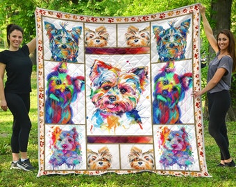 Yorkie Quilt / Yorkie Lovers Quilt / Yorkie Gift / Gift for Women / Gift for Yorkie Lover / Yorkie CLH0612675Q Quilt
