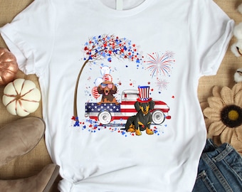 Dachshund American Truck 4th Of July Shirt / Dachshund T-Shirt / 4th of July Shirt / 4th of July Gifts  / American Flag Shirt