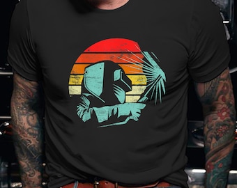 Welder Shirt | Welding Tshirt | Welder Gift | Gifts for Welders | Welder Gifts Funny Retro Vintage Welding Helmet Silhouette Shirt