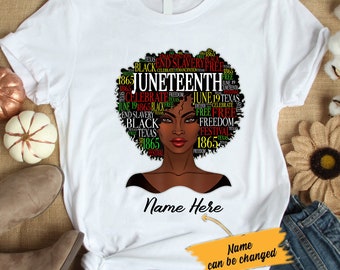 Juneteenth Black Women Natural Hair Afro Word Art Juneteenth Chemise