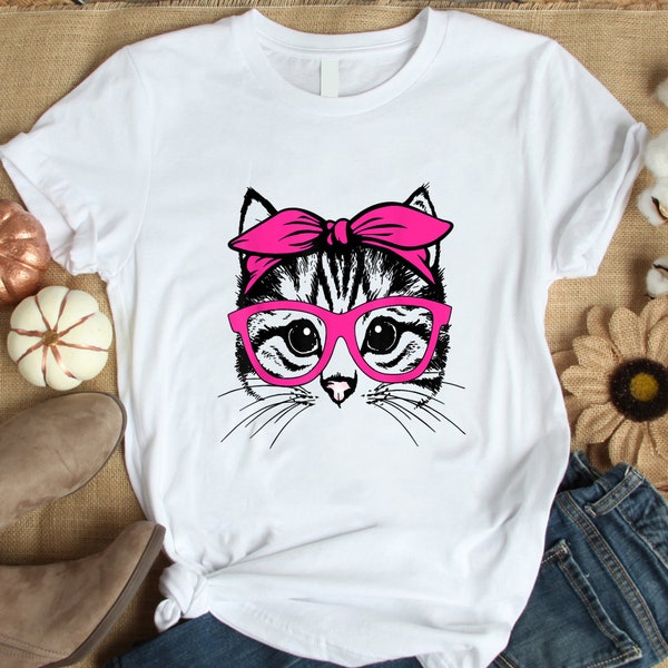 Katzen Gesicht Tie Dye Brille Shirt, Muttertag Geschenk TShirt, Schwarzes Katzen Shirt, Katzen Liebhaber T-Shirt, Katze Mama Shirt, Katzenliebhaber Geschenk, Katzenbesitzer T-Shirt