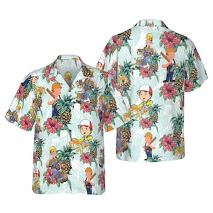 Carpenter Hawaii Shirt / Carpenter Hawaiian Shirt / Carpenter Beach Shirt / Carpenter Pineapple Seamless Pattern Hawaiian Shirt